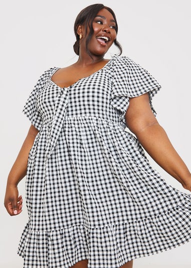 In The Style Stacey Black & White Tie Bust Mini Dress