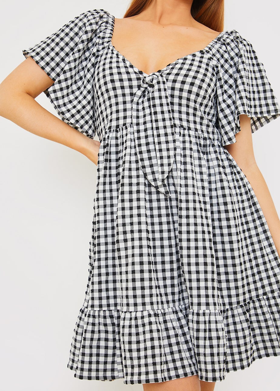 In The Style Stacey Black & White Tie Bust Mini Dress