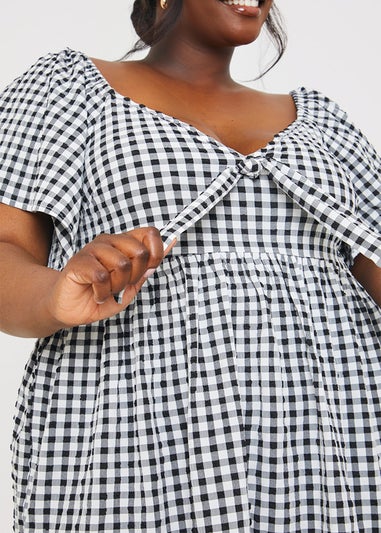 In The Style Stacey Black & White Tie Bust Mini Dress