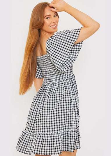 In The Style Stacey Black & White Tie Bust Mini Dress