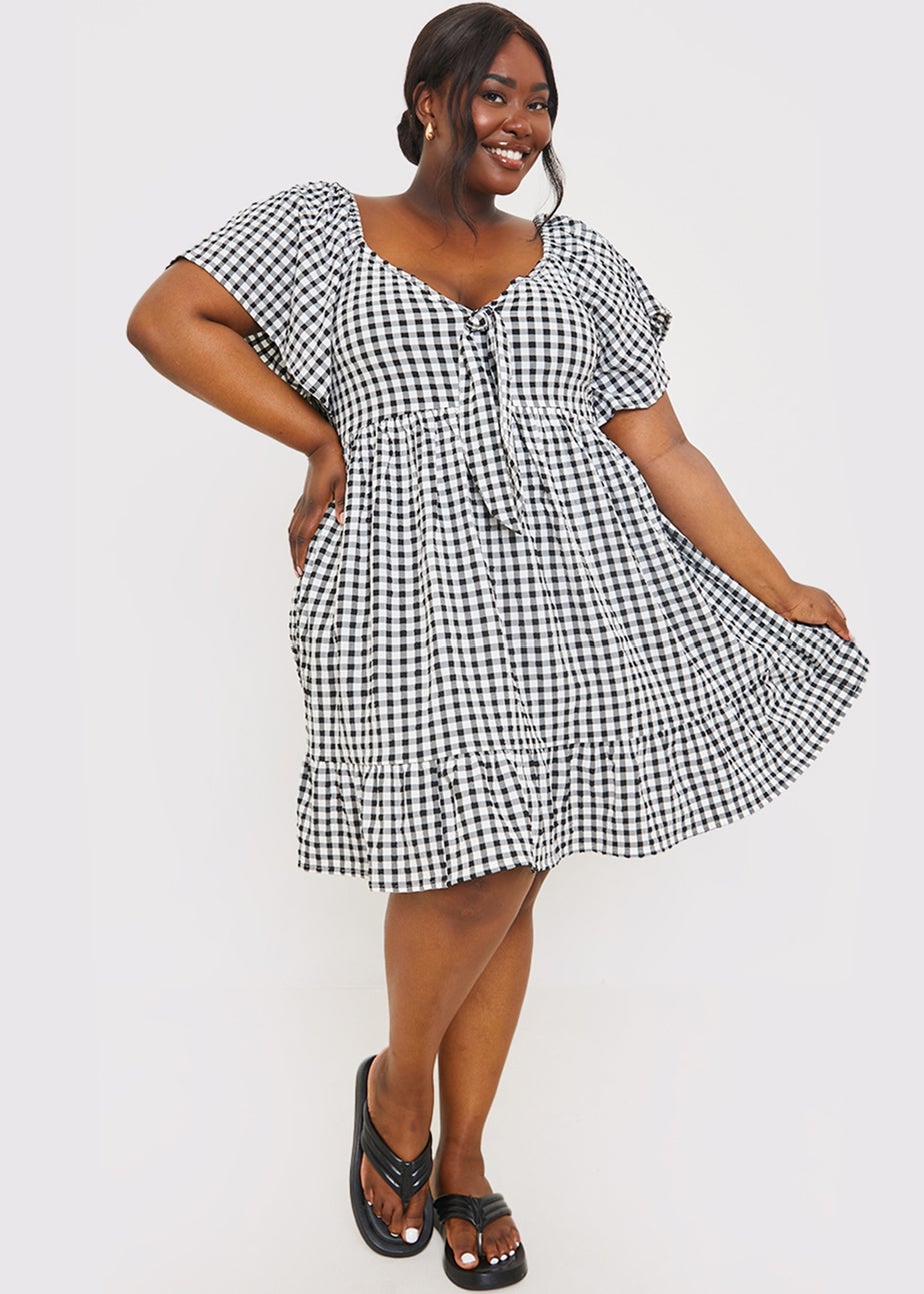 In The Style Stacey Black & White Tie Bust Mini Dress