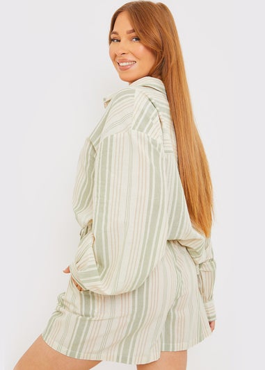 In The Style Green Stripe Co Ord Shorts