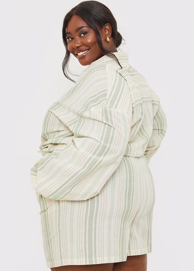 In The Style Green Stripe Co Ord Shorts