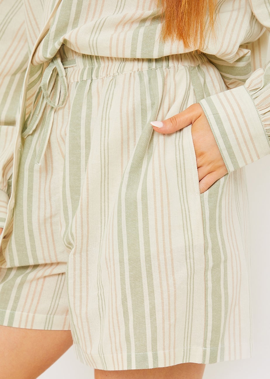 In The Style Green Stripe Co Ord Shorts
