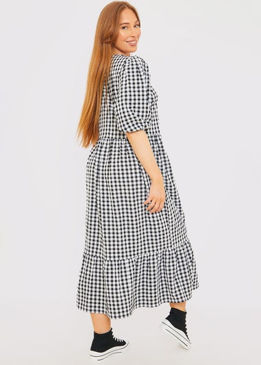 In The Style Stacey Black & White Gingham Midi Dress