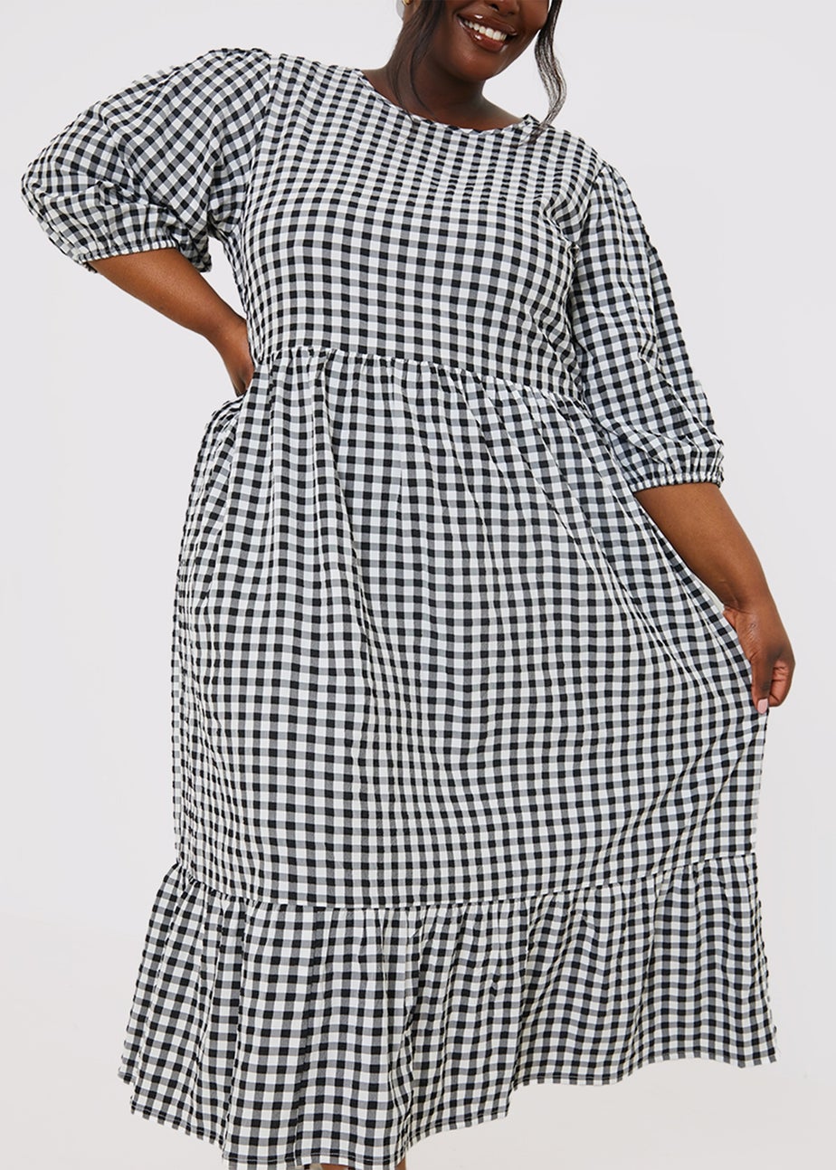 In The Style Stacey Black & White Gingham Midi Dress