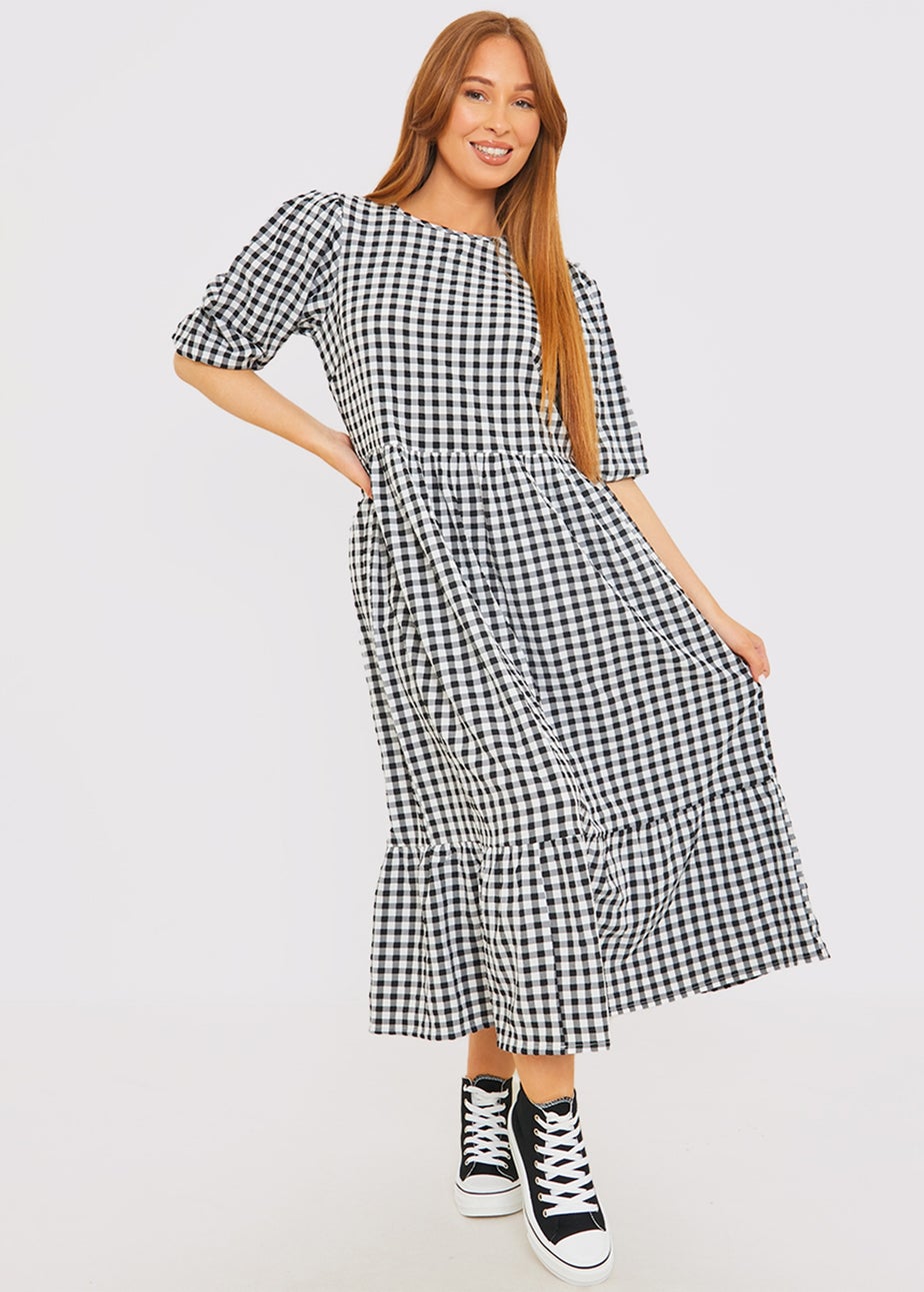 In The Style Stacey Black & White Gingham Midi Dress