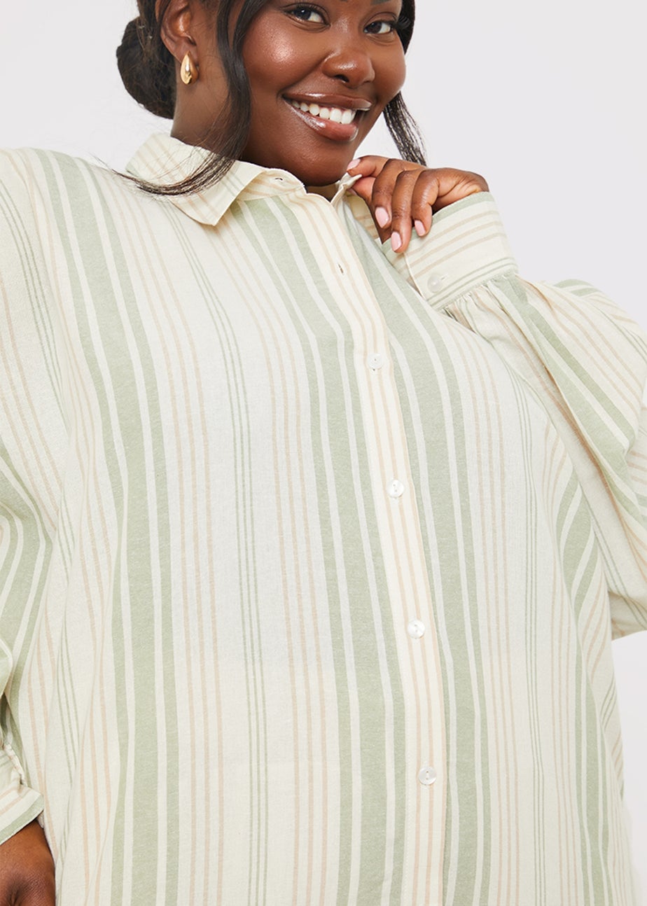 In The Style Stacey Green Stripe Co Ord Shirt