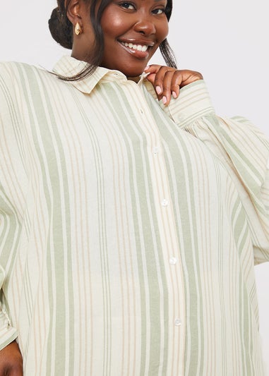 In The Style Stacey Green Stripe Co Ord Shirt