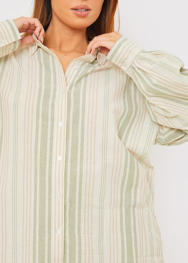 In The Style Stacey Green Stripe Co Ord Shirt