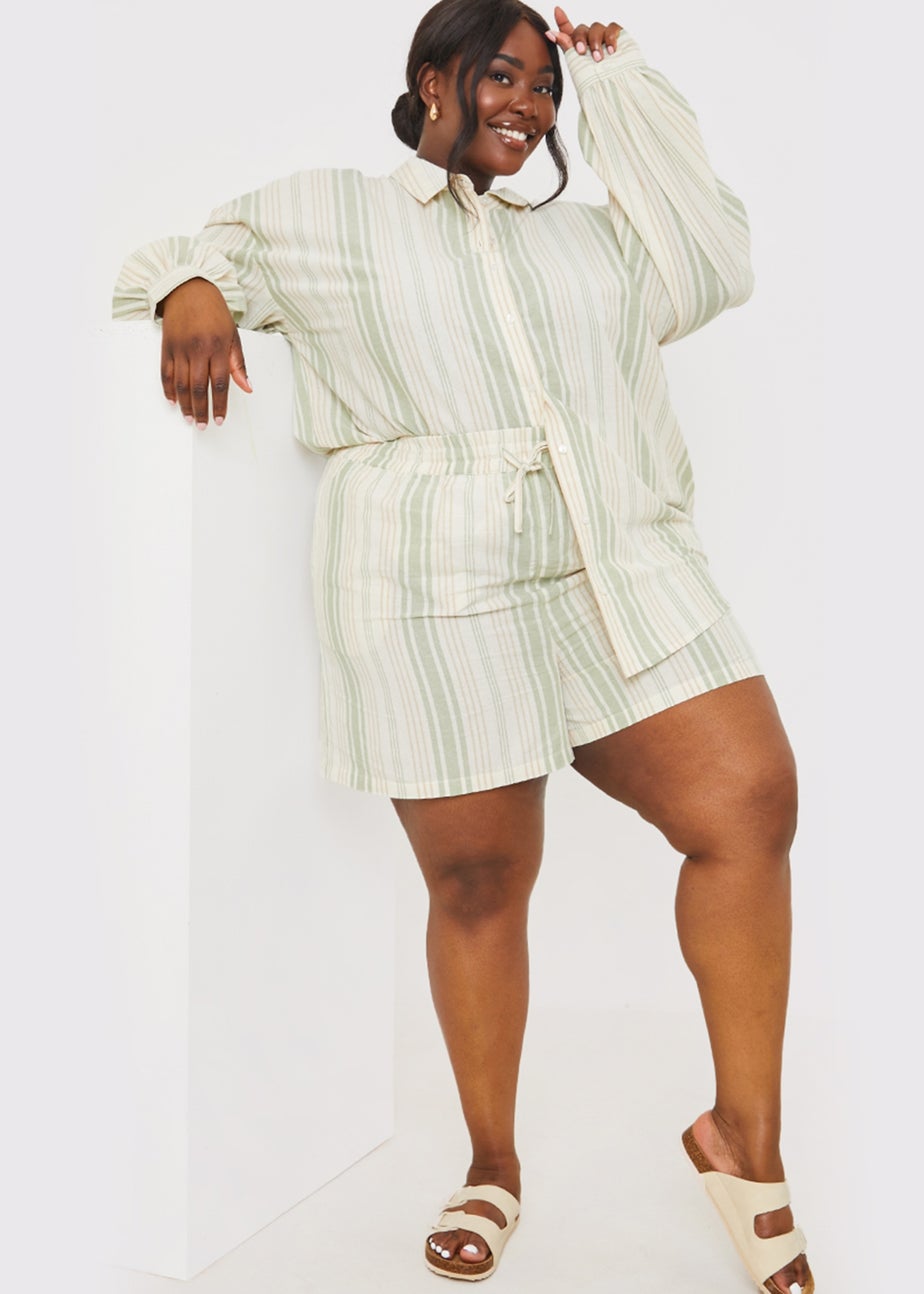 In The Style Stacey Green Stripe Co Ord Shirt