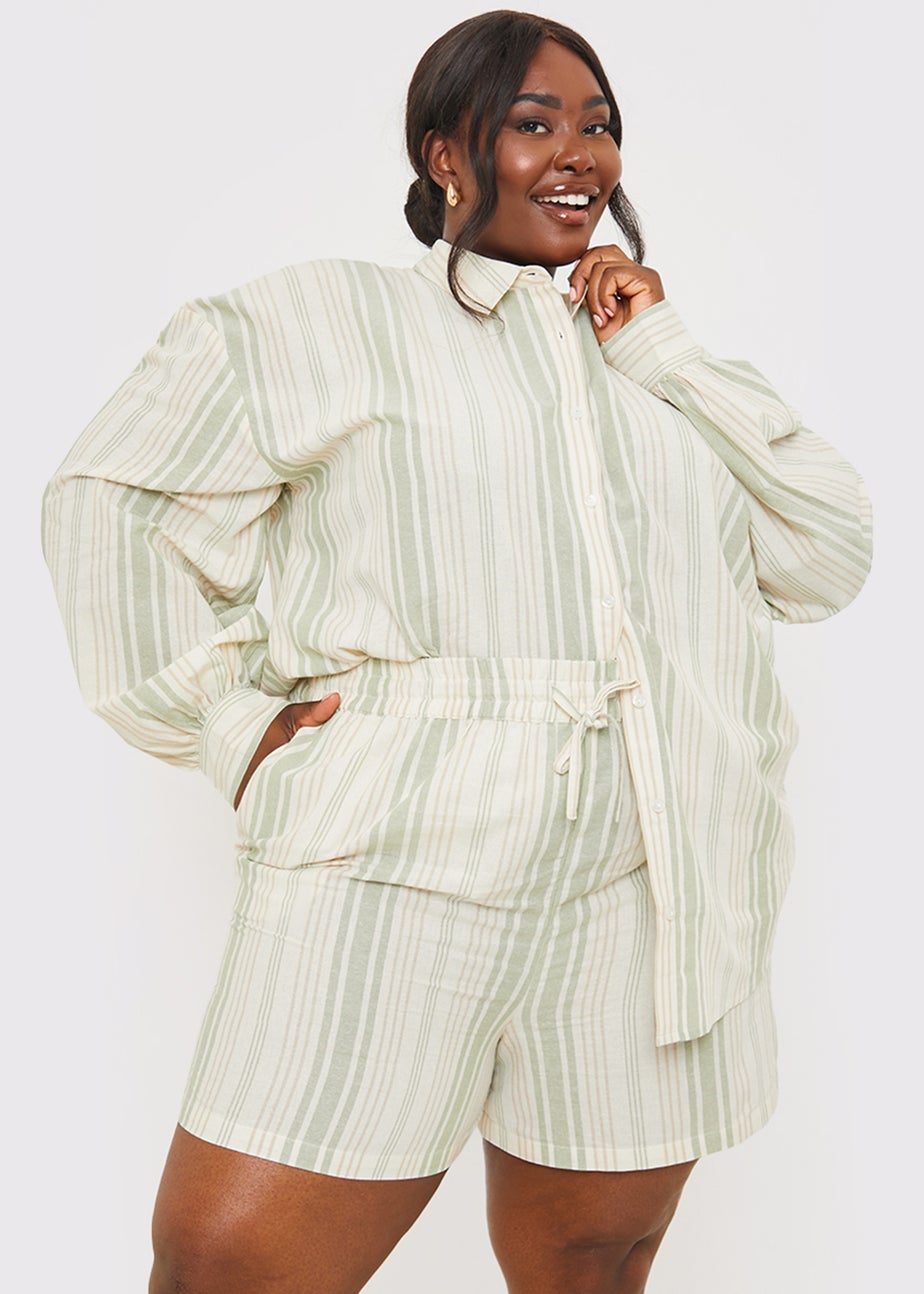 In The Style Stacey Green Stripe Co Ord Shirt