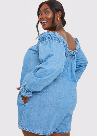 In The Style Blue Denim Playsuit