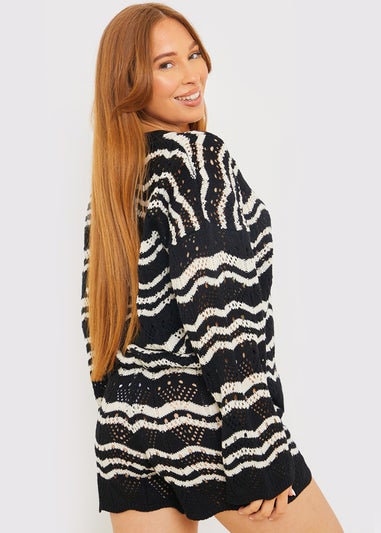 In The Style Black Knitted Co Ord Cardigan