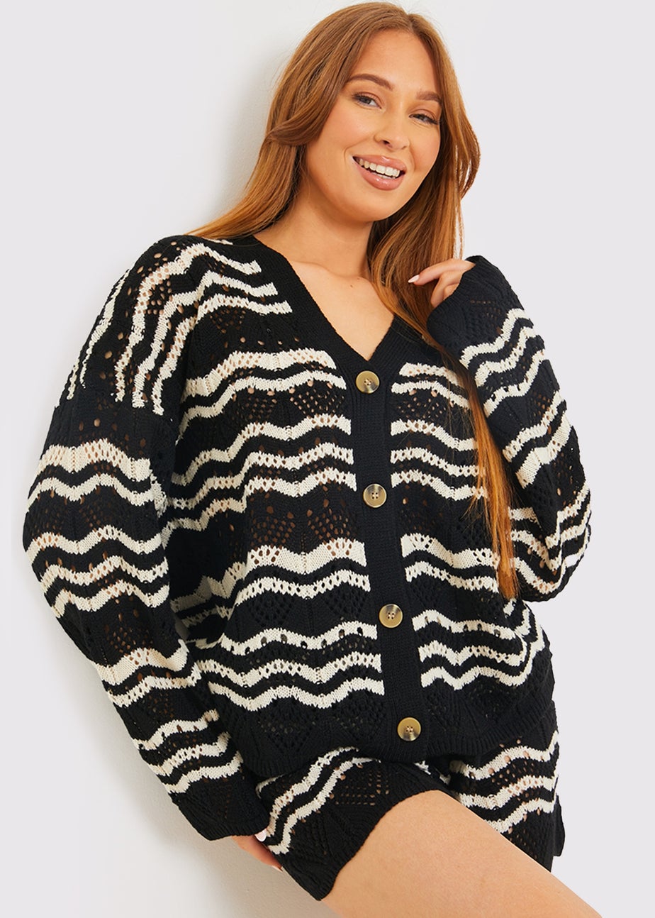 In The Style Black Knitted Co Ord Cardigan