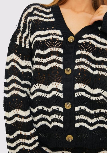 In The Style Black Knitted Co Ord Cardigan