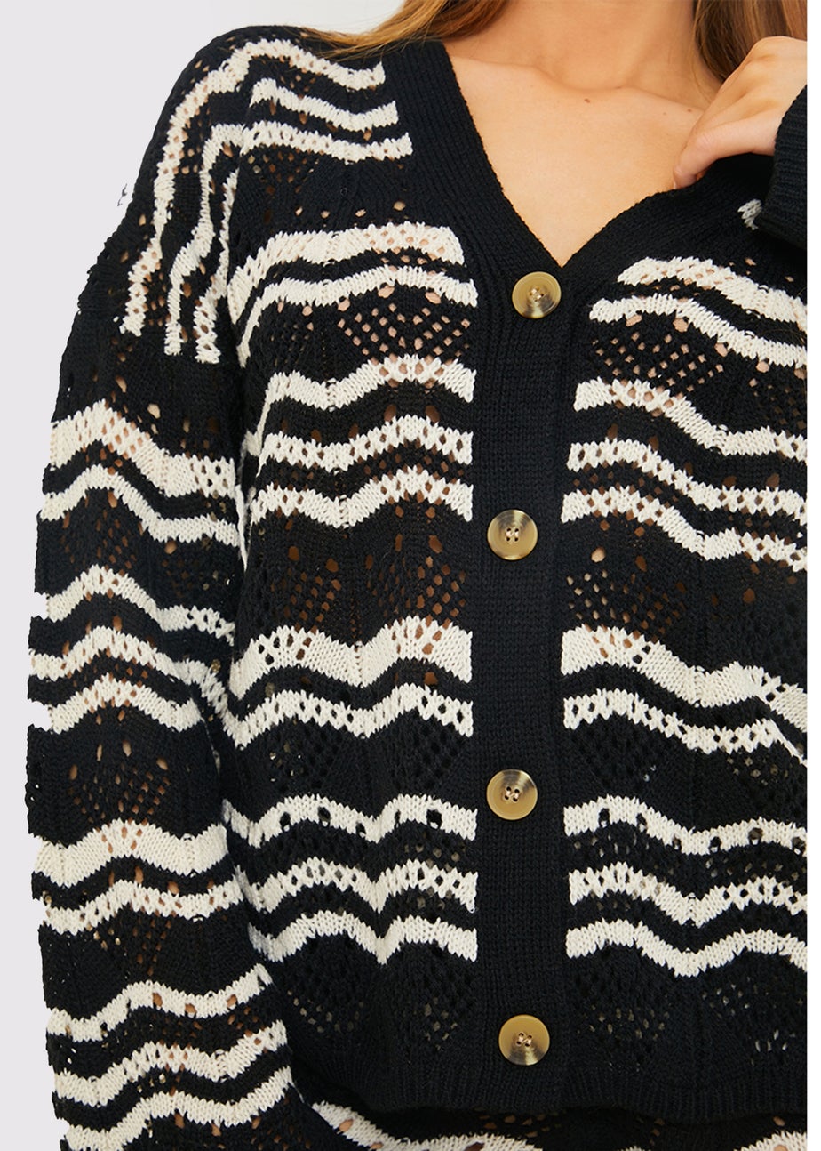 In The Style Black Knitted Co Ord Cardigan