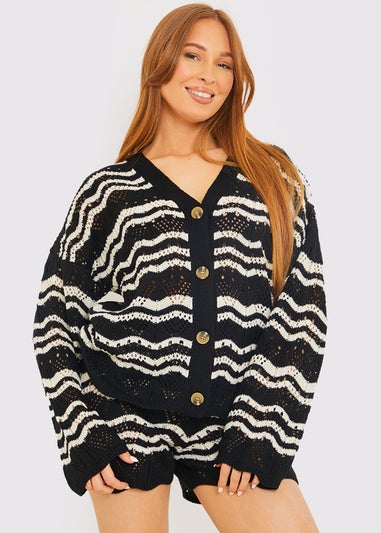 In The Style Black Knitted Co Ord Cardigan
