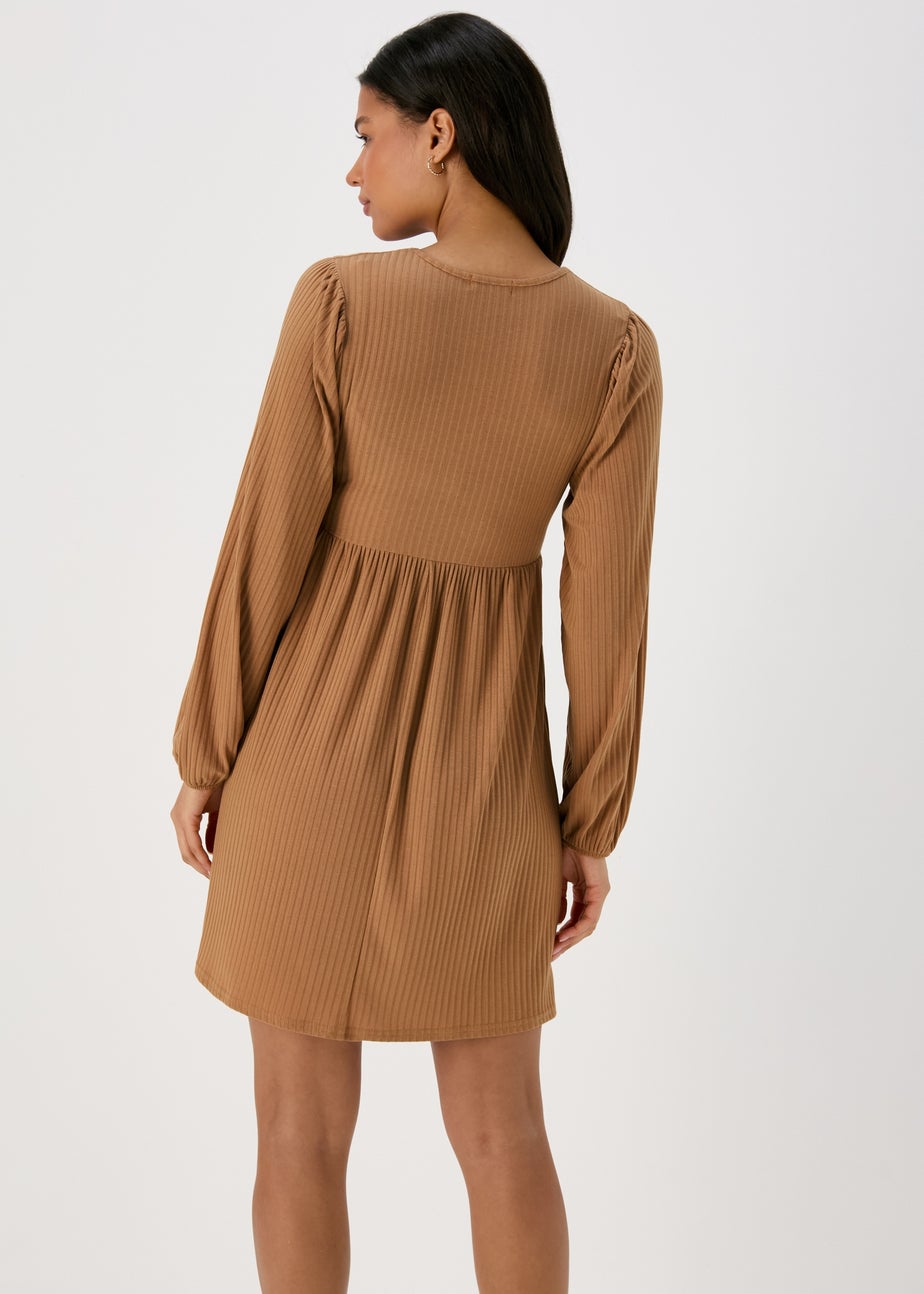 Camel Twist Front Skater Dress