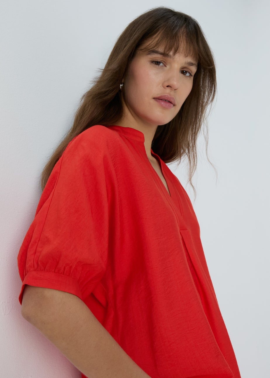 Red V-Neck Co Ord Blouse