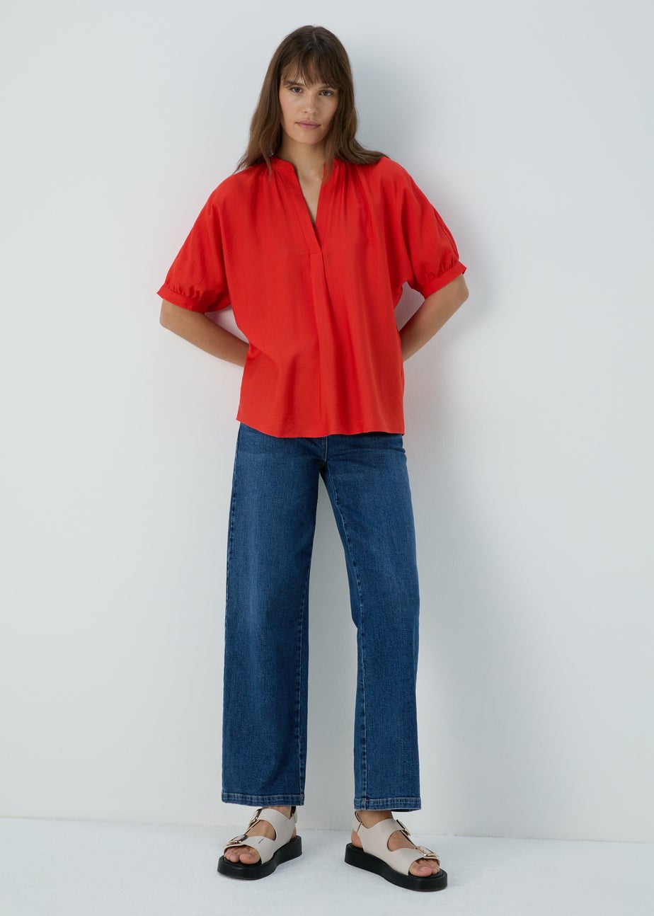 Red V-Neck Co Ord Blouse