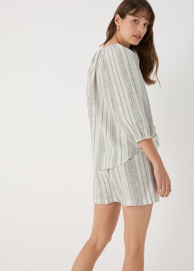 Cream Co Ord Jaquard Detail Blouse