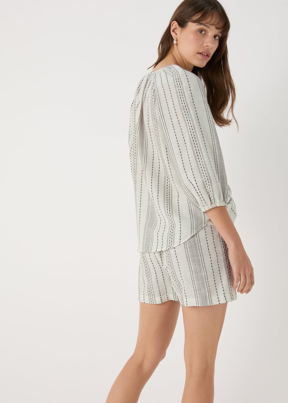 Cream Co Ord Jaquard Detail Blouse