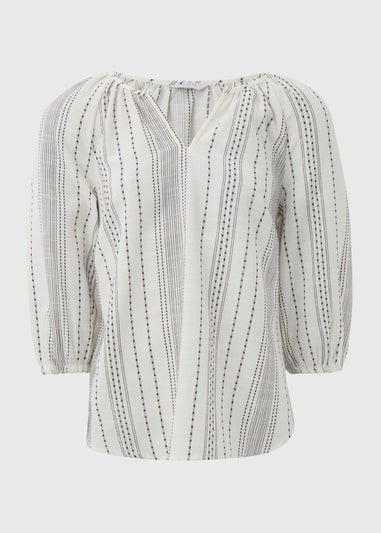 Cream Co Ord Jaquard Detail Blouse