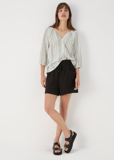 Cream Co Ord Jaquard Detail Blouse