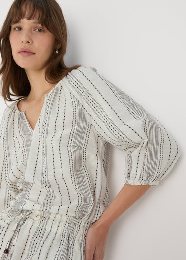 Cream Co Ord Jaquard Detail Blouse