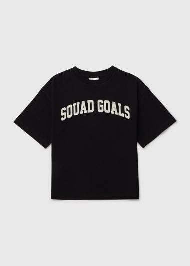 Girls Black Squad Goals T-Shirt (7-13yrs)