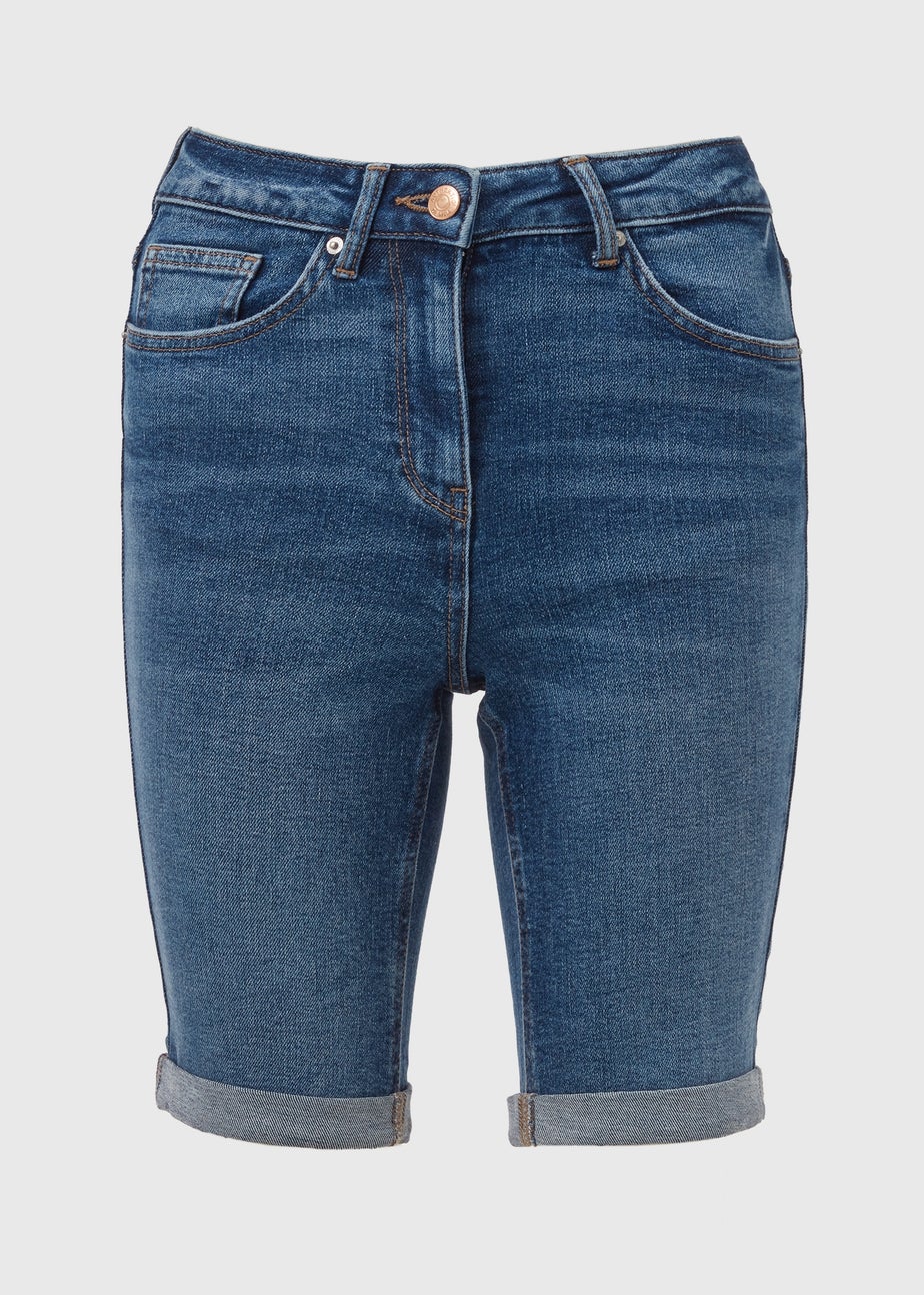 Papaya Petite Mid Wash Knee Shorts