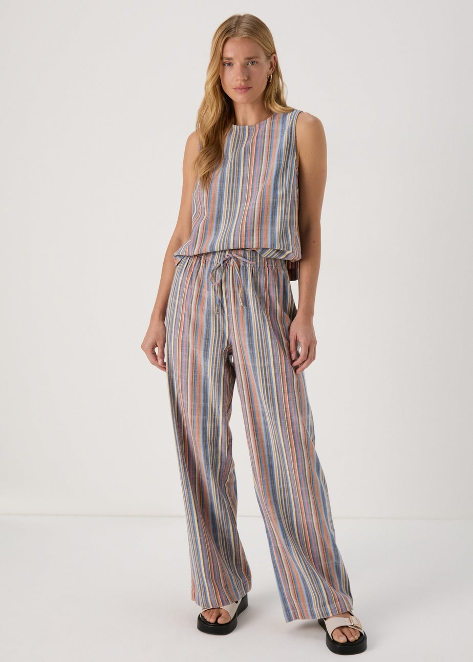 Multicolour Yard Dye Stripe Co Ord Wide Leg Trousers