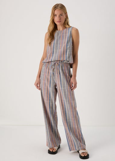 Multicolour Yard Dye Stripe Co Ord Wide Leg Trousers