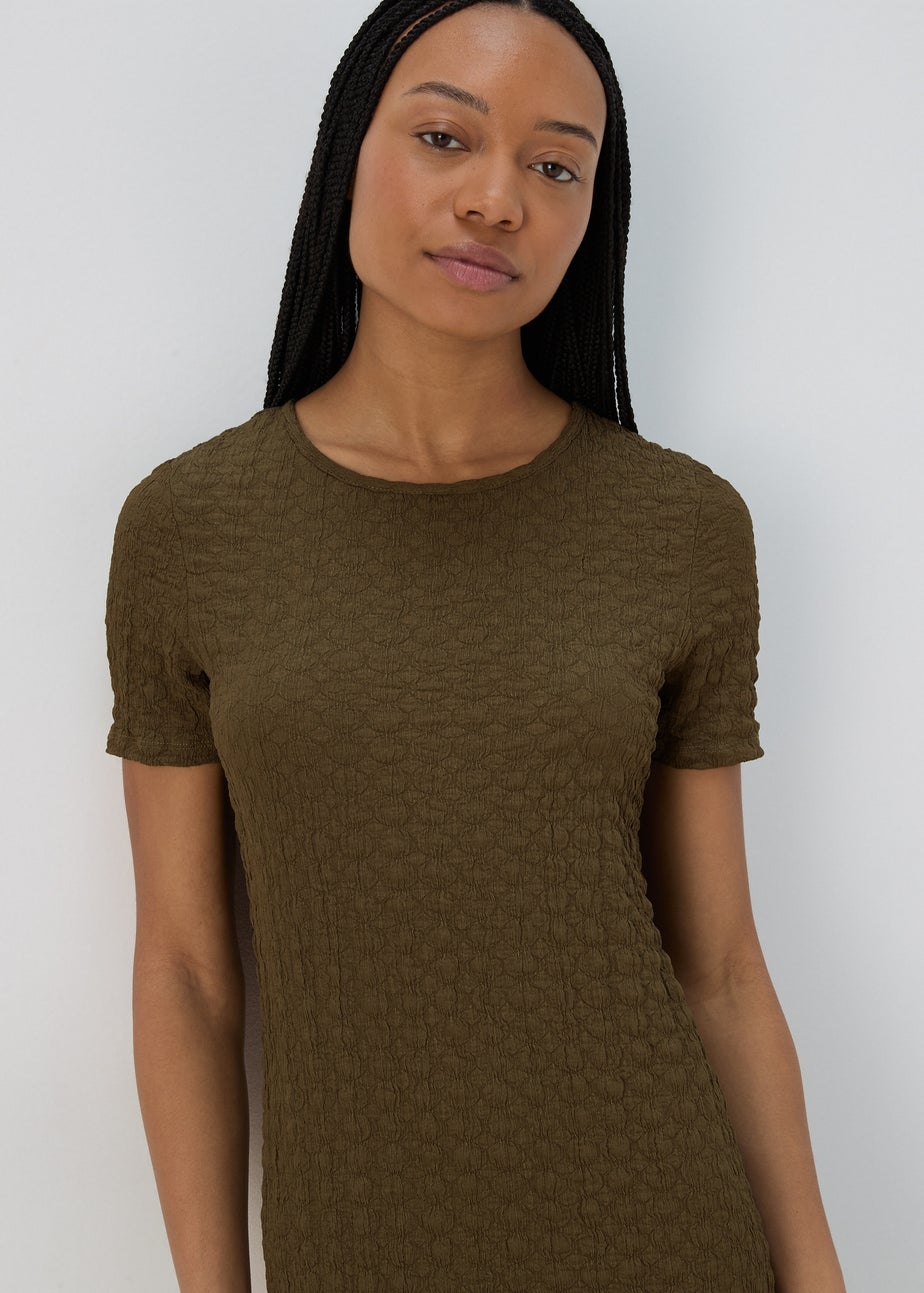 Papaya Petite Khaki Hyper Textured Midi Dress