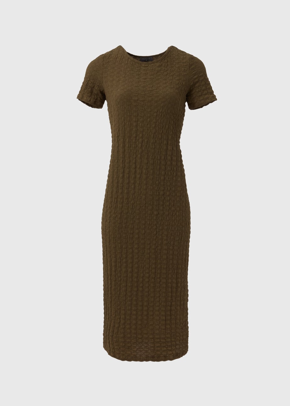 Papaya Petite Khaki Hyper Textured Midi Dress