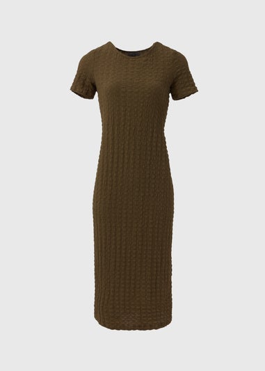 Papaya Petite Khaki Hyper Textured Midi Dress