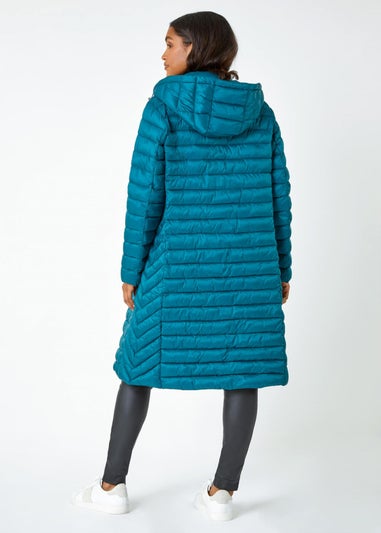 Roman Teal Longline Hooded Padded Coat