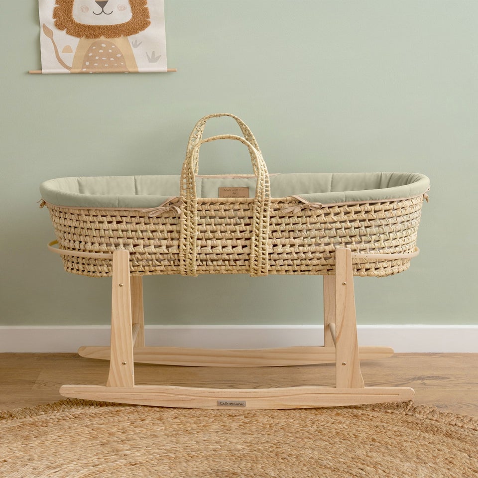 Clair de Lune Organic Palm Moses Basket - With Rocking Stand