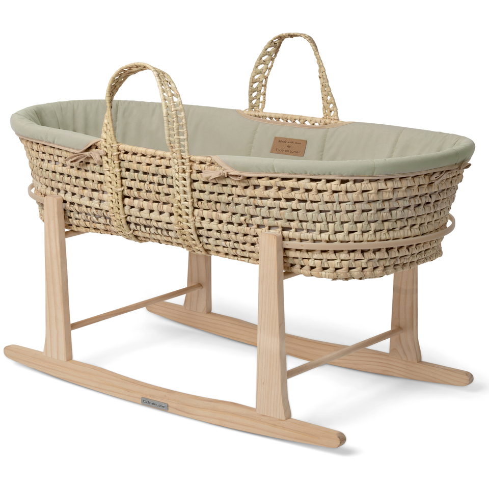 Clair de Lune Organic Palm Moses Basket - With Rocking Stand