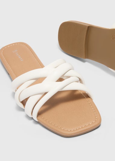 White Strappy Mules