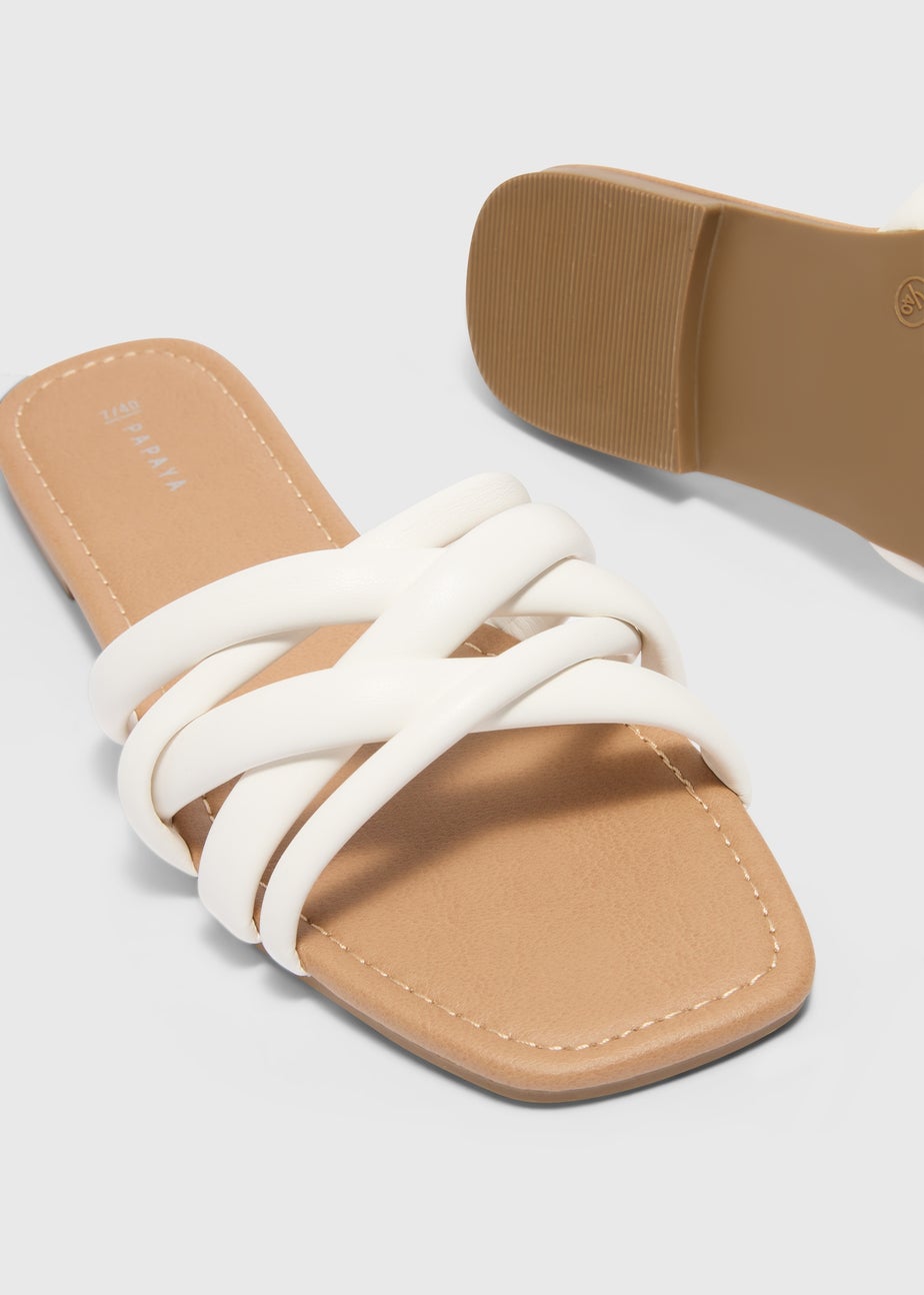 White Strappy Mules