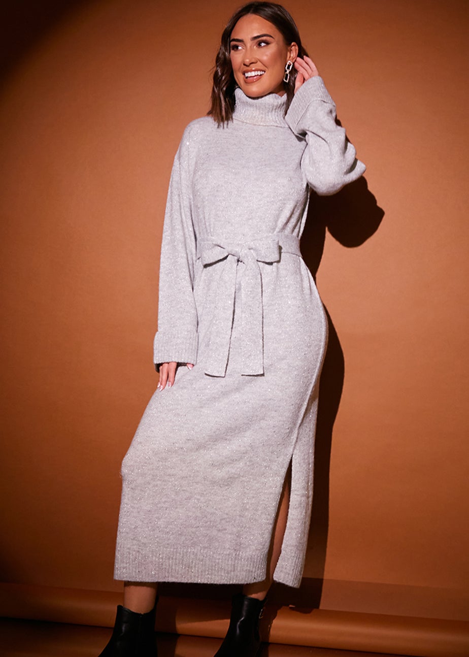 Grey Sequin Midaxi Dress