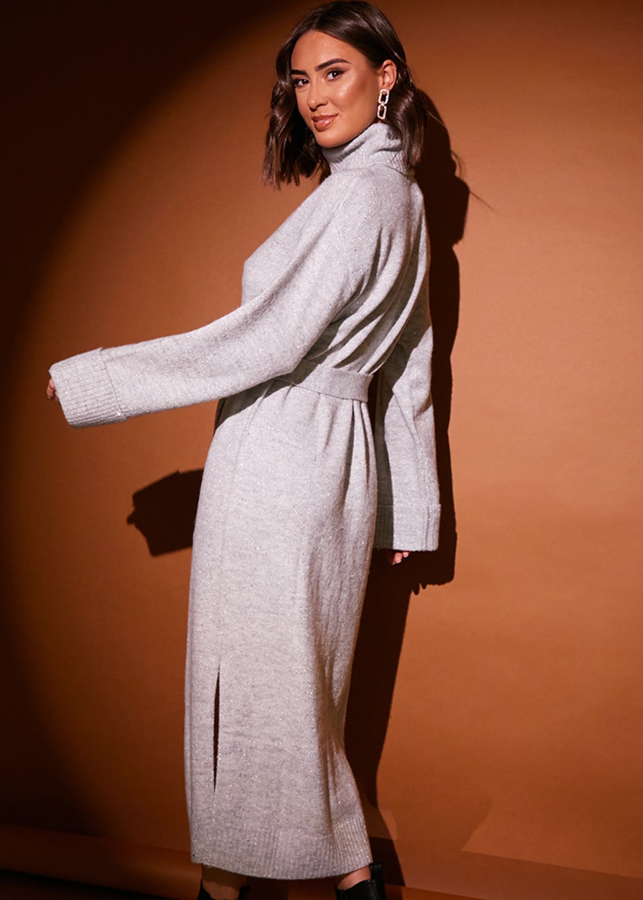 Grey Sequin Midaxi Dress