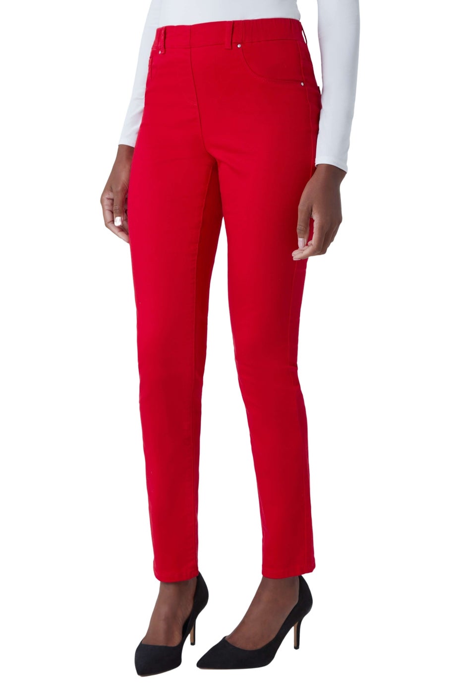 Roman Red 31' Denim Stretch Elastic Waist Jegging