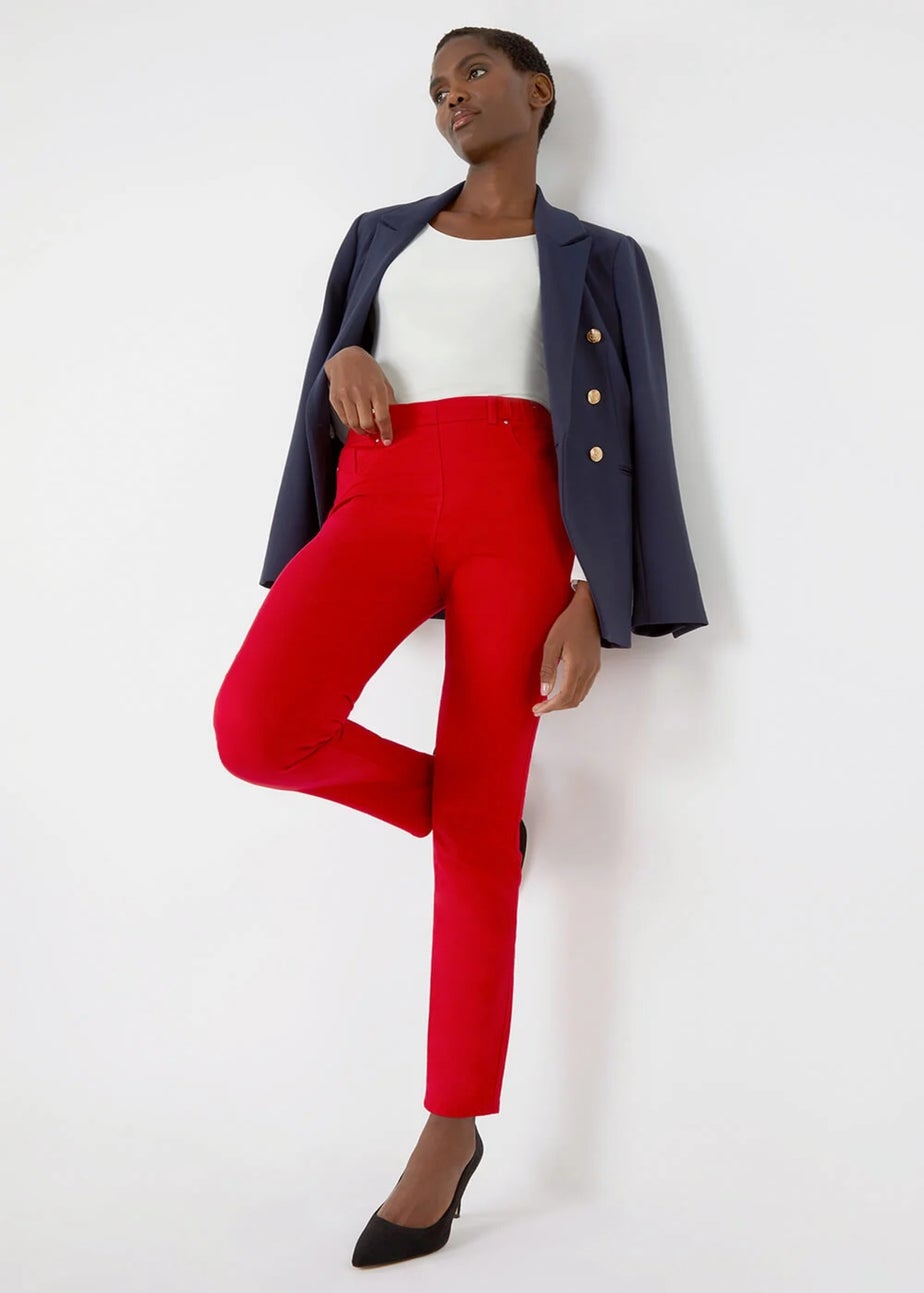 Roman Red 31' Denim Stretch Elastic Waist Jegging