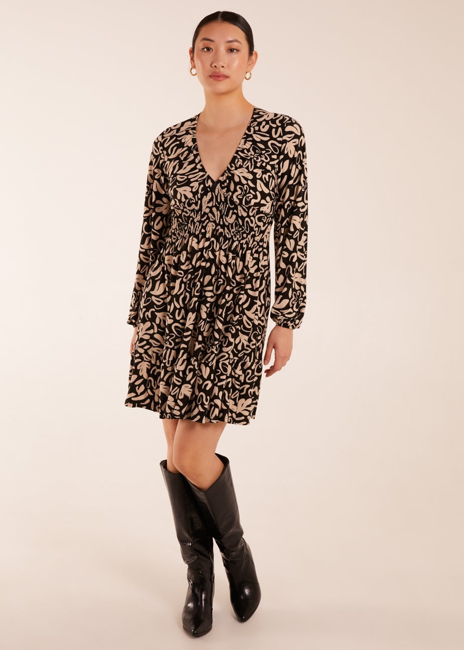 Blue Vanilla Shirring Elastic Sleeve Tier Mini Dress