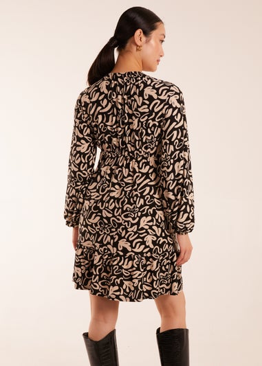 Blue Vanilla Shirring Elastic Sleeve Tier Mini Dress