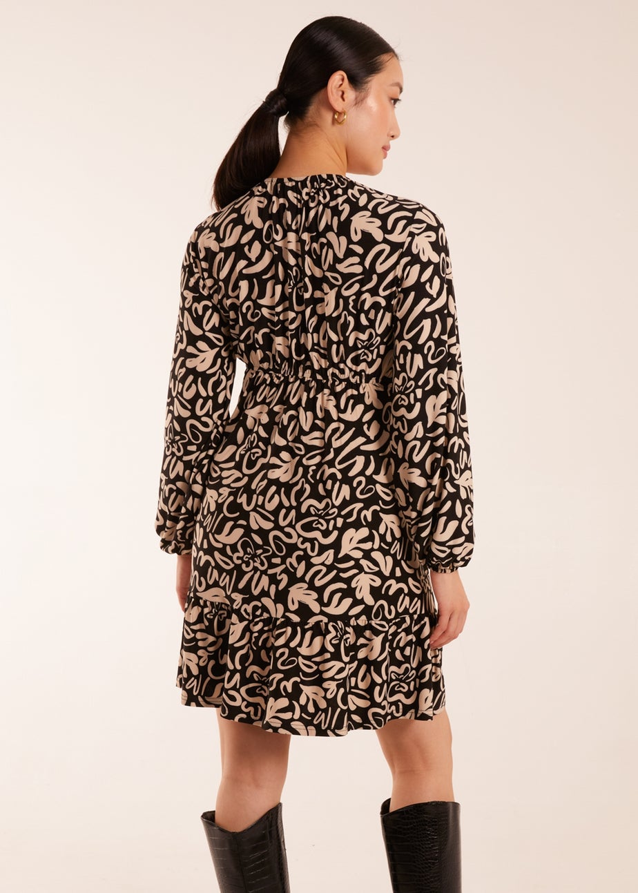 Blue Vanilla Shirring Elastic Sleeve Tier Mini Dress