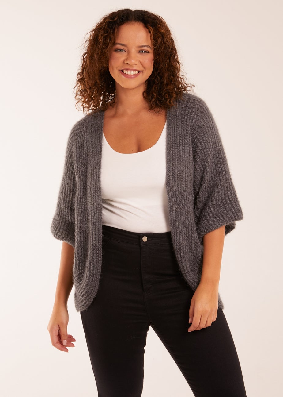 Blue Vanilla Grey Fluffy Rib Cardigan